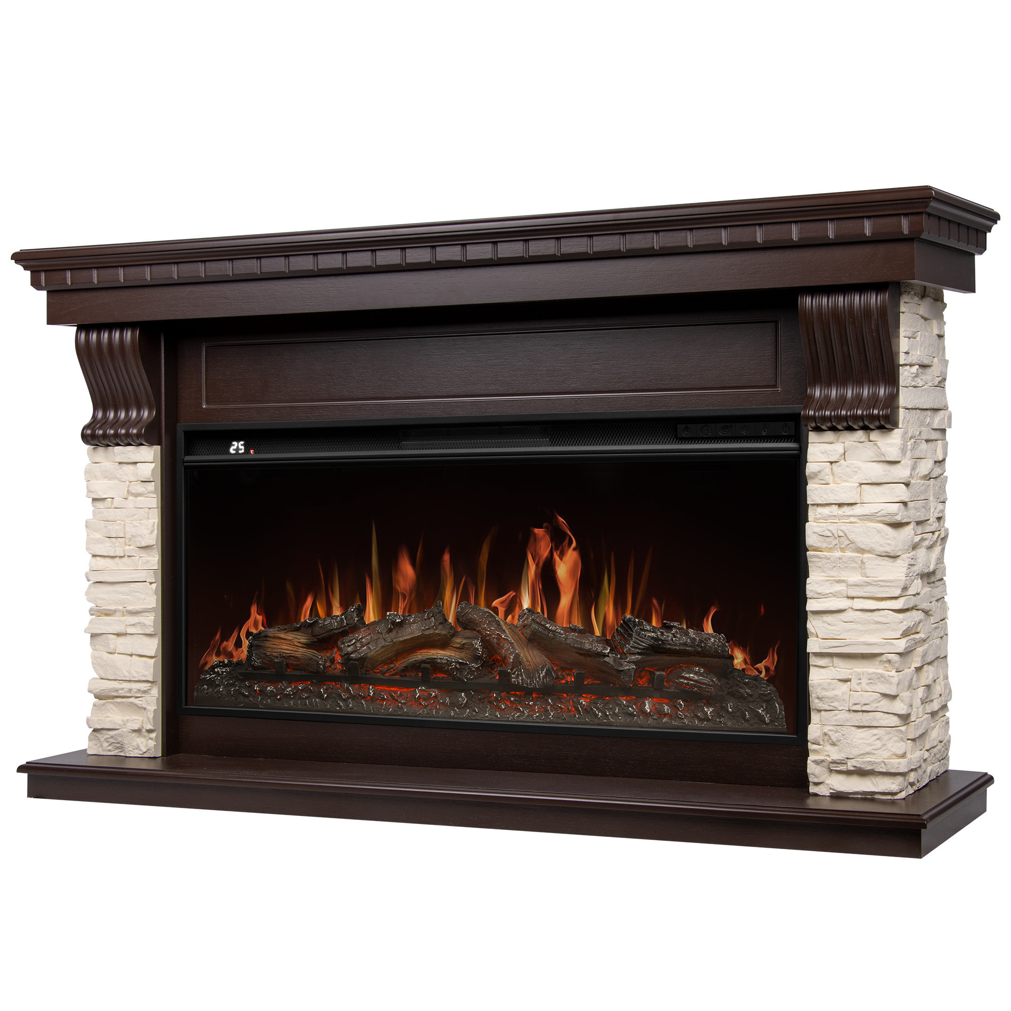 Портал Firelight Michigan 40 камень молочный, шпон темный дуб